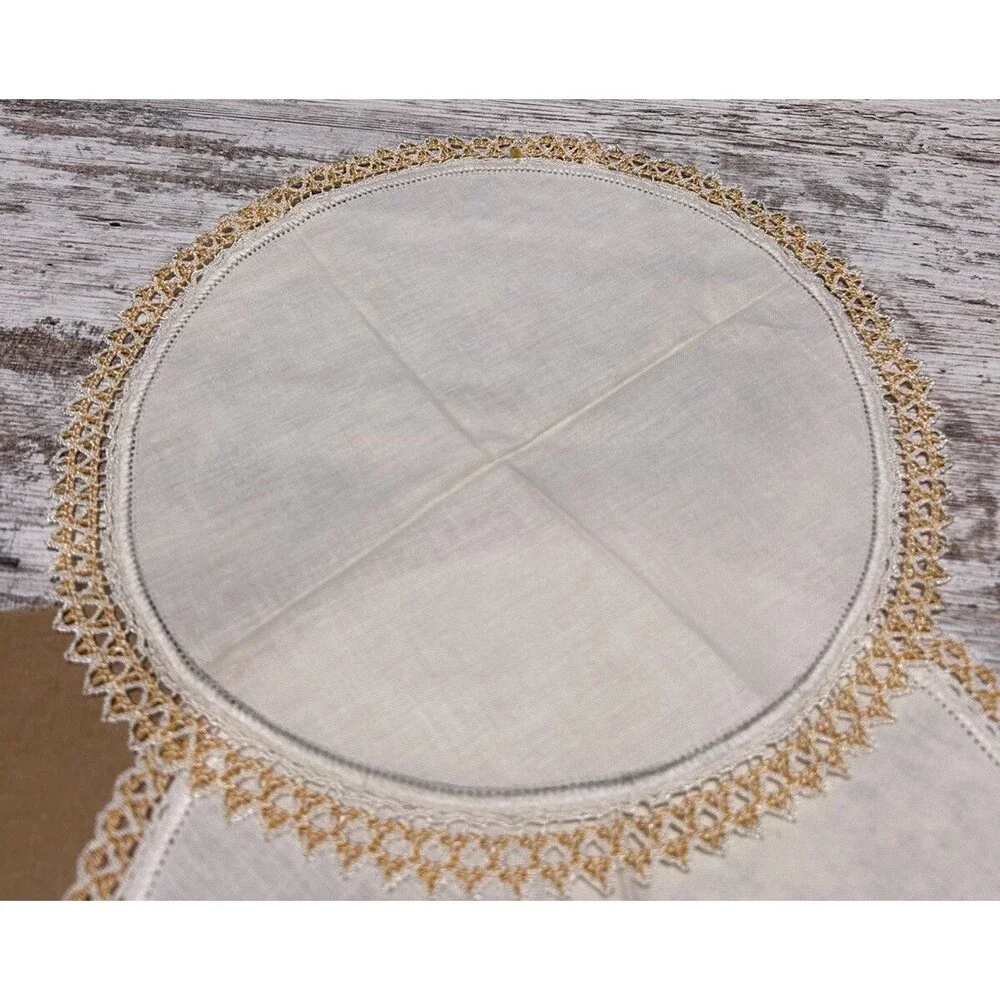 Vintage Doilies Lot Of 9 Mid Century Crochet Lace Round Some Polka Dot MCM